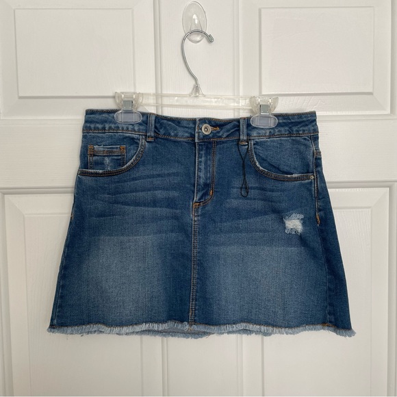 Zara Kids Denim Collection Denim Distress Skirt Girls Size 11/12 NWT - Picture 1 of 5
